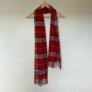 NWOT 100% Cashmere Red Plaid Scarf Made in Scotland